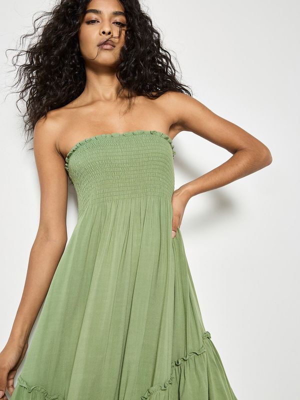 Smocked Bandeau Midaxi Dress