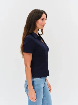 Simone | Navy Ribbed Polo