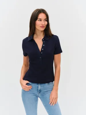Simone | Navy Ribbed Polo
