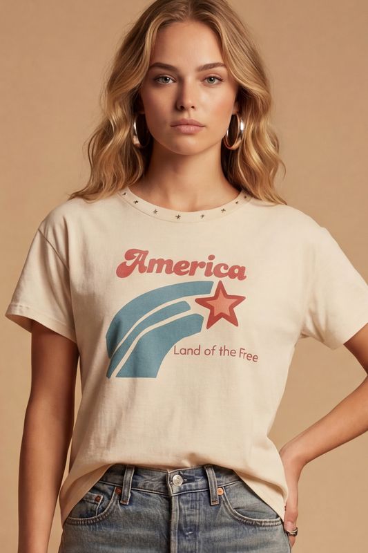 American Land of The Free Hi-Low Tee