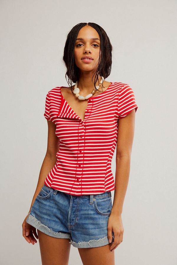 MOST WANTED STRIPED CARDI / RED/WHITE STRIPE