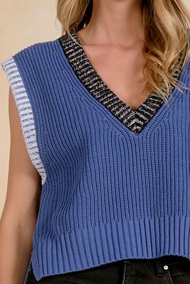 Sapphire Blue V-Neck 