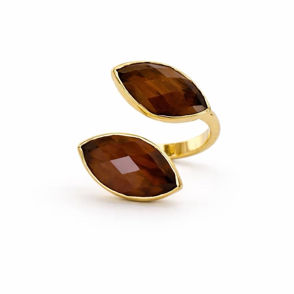 Easton Elle Diamond Wrap Ring- Tigers Eye 