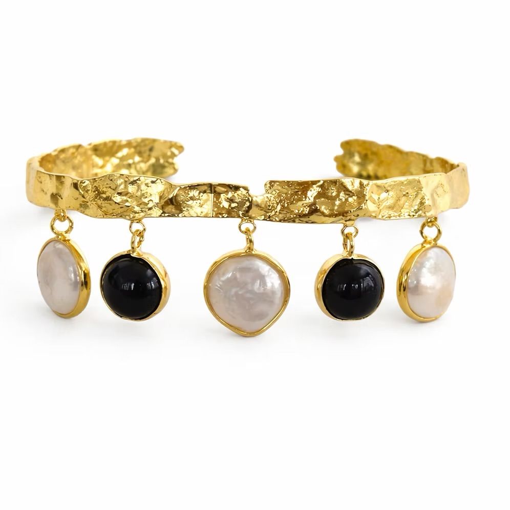 Easton Elle Cascade Charm Cuff- Black Onyx 