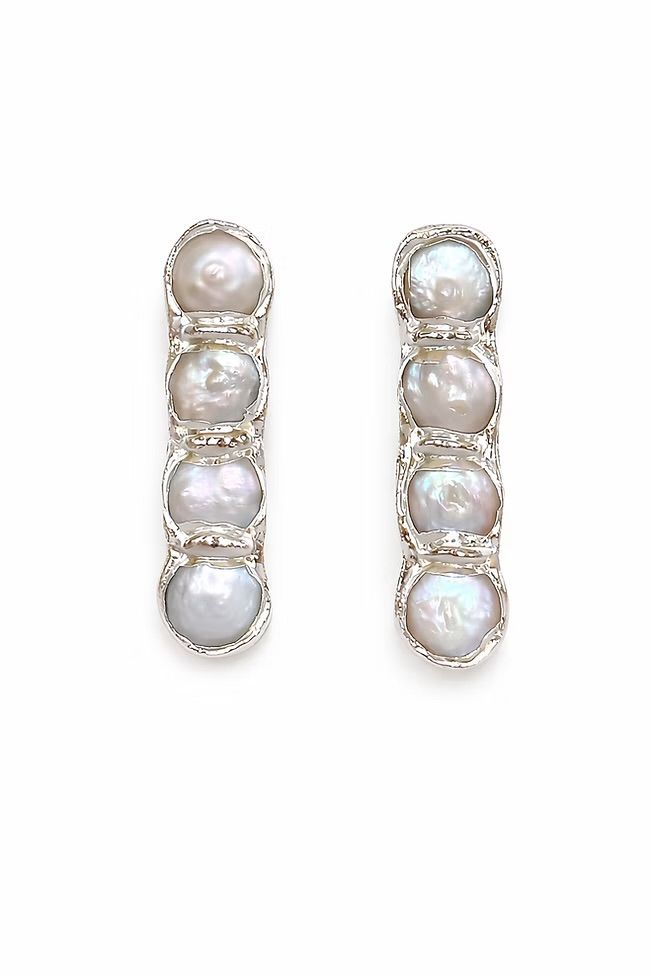 Easton Elle Ophelia Earrings- All Pearl Silver 