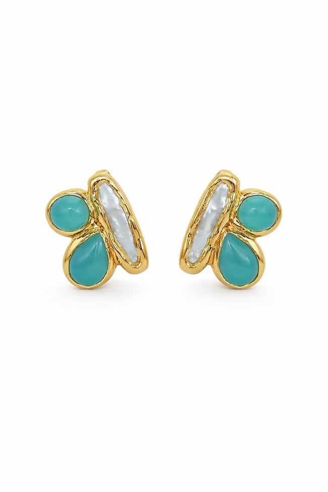 Easton Elle Arch Earrings- Aquamarine 