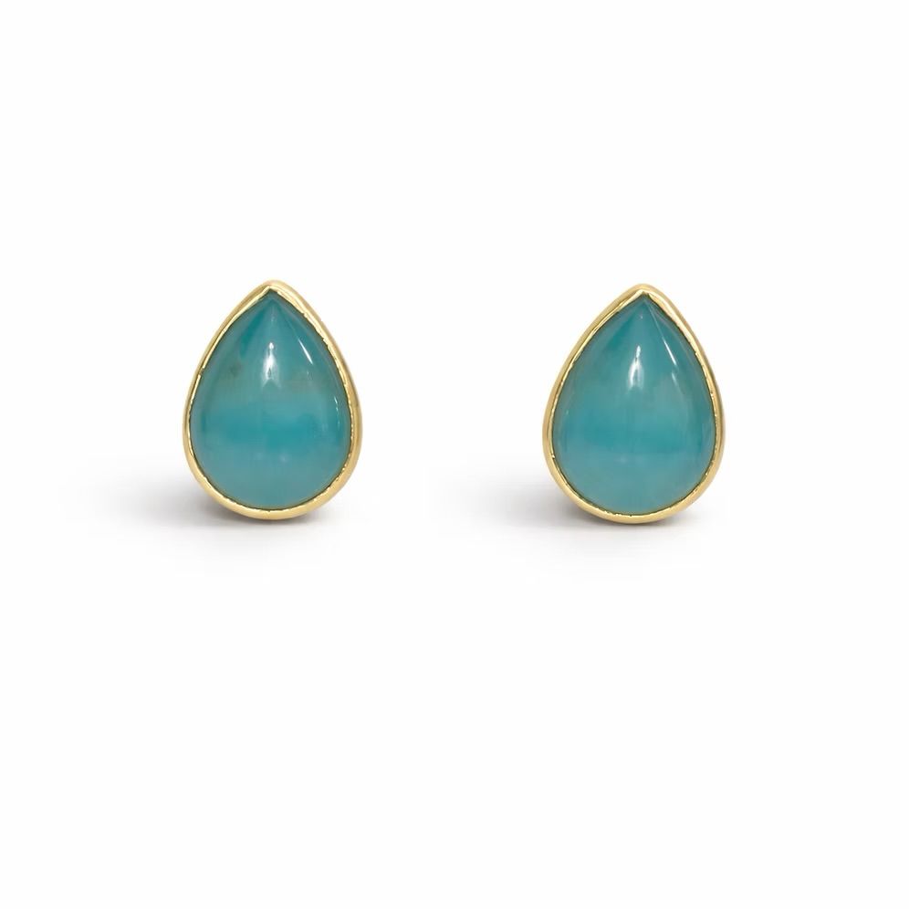 Easton Elle Tear Drop Studs- Aquamarine 
