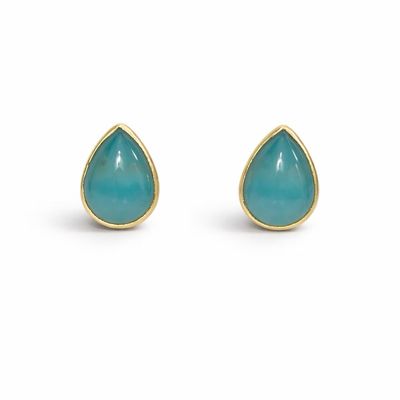 Easton Elle Tear Drop Studs- Aquamarine 