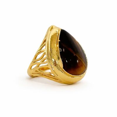 Easton Elle Tear Drop Ring- Tigers Eye