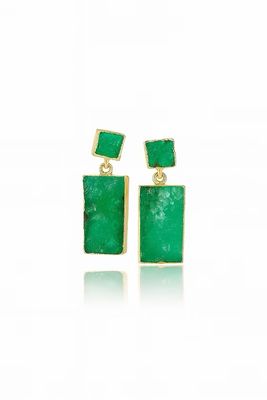 Easton Elle Green Rectangle Earrings
