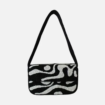 B&amp;W Beaded Abstract Purse