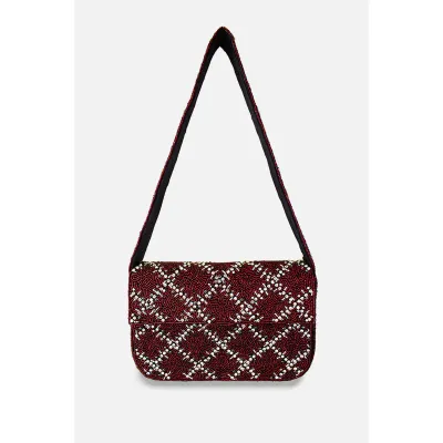 Maroon Beaded Purse