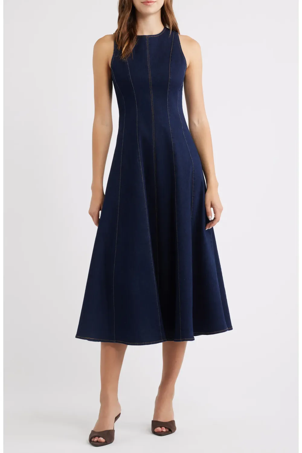 Sleeveless Denim Midi Dress