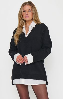 Lyle Collared Sweater Dress - White Black Knit 