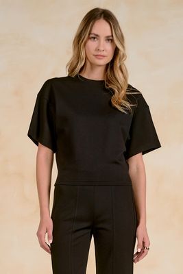 Black Elastic Crewneck 