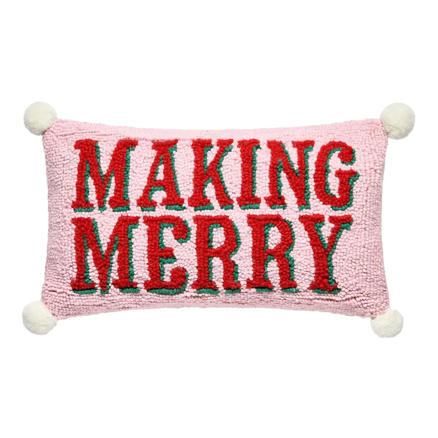 Making Merry W/Pom Poms Hook Pillow - Ampersand