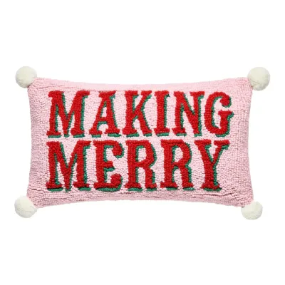 Making Merry W/Pom Poms Hook Pillow - Ampersand