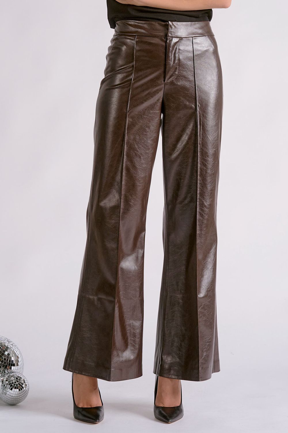 Brown Faux Leather Pants