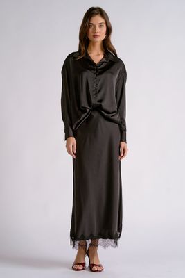 Black Silk Maxi Skirt