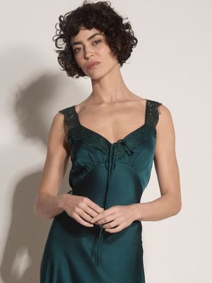 LACE SATIN MAXI DRESS