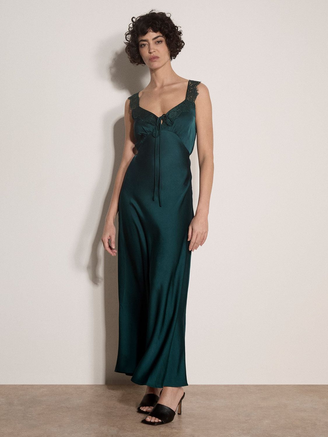 LACE SATIN MAXI DRESS