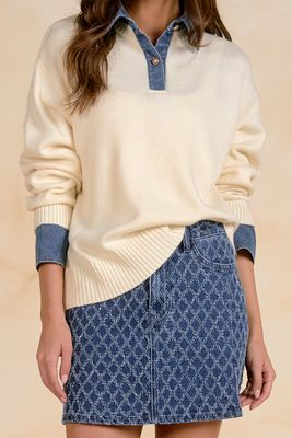 Piper Long Sleeve Denim Sweater