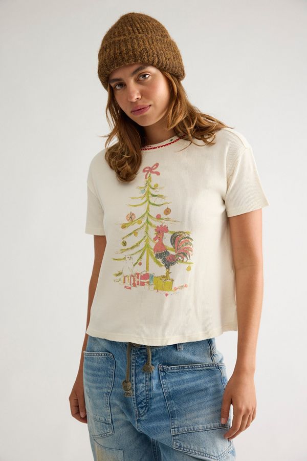 MERRY MEOWY TEE / CREAM COMBO