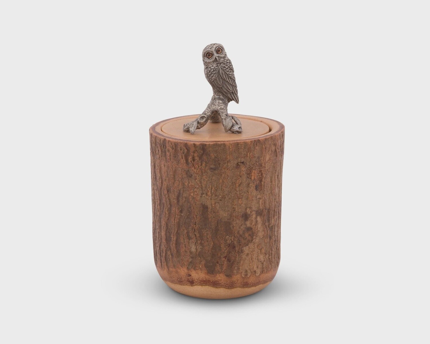 Vagabond House Owl Wood & Pewter Canister