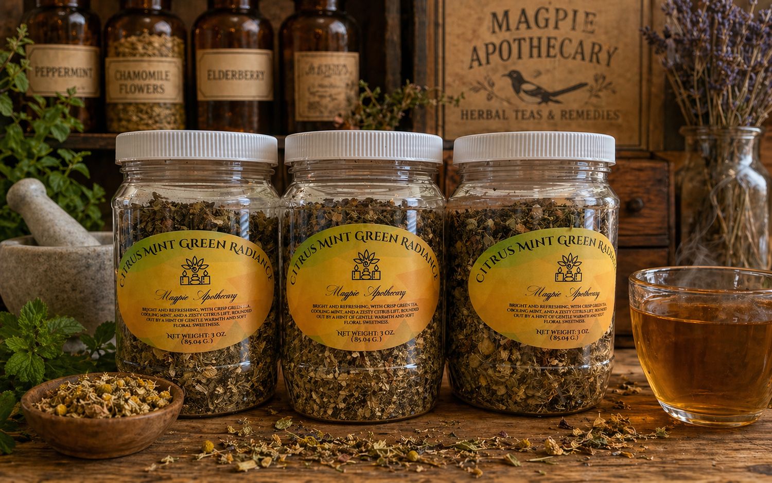 Citrus mint green radiance herbal tea
