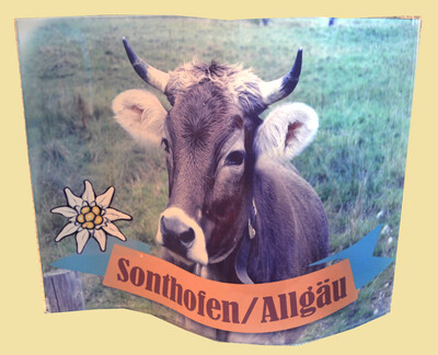 3D Acrylbild Sonthofen mit Kuh und Edelweiss
