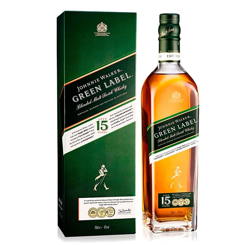 WHISKY JOHNNIE WALKER GREEN LABEL CON CAJA 750ML