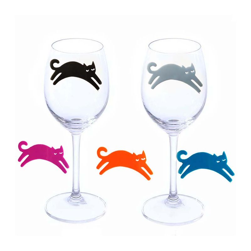 MARCADOR DE COPAS SILICONA GATO 6PZS 