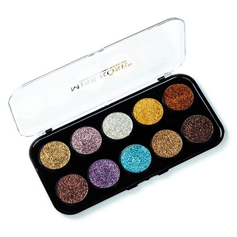 PALETA MISS ROSE SOMBRAS GLITTER 10 COLORES 085M1