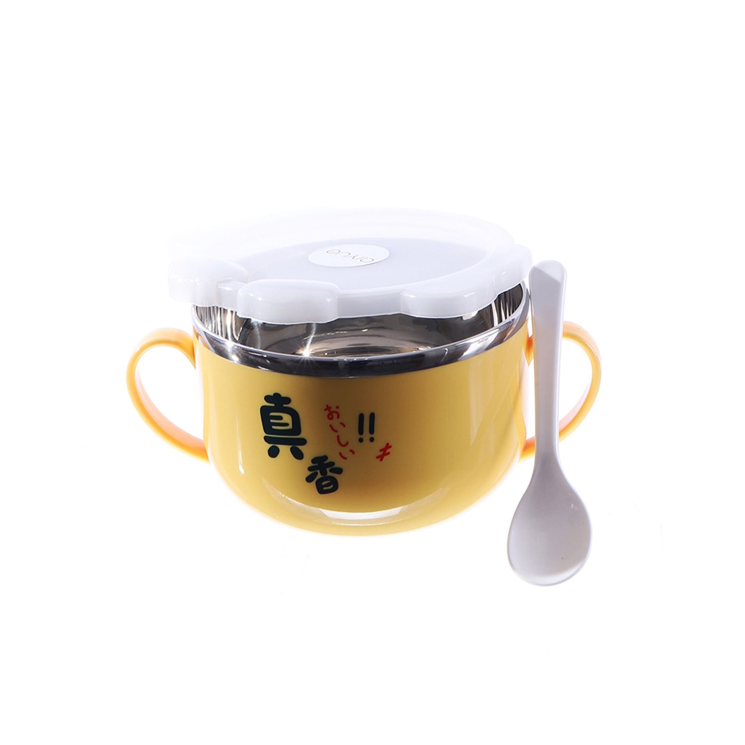 MARMITA CON TAPA DE PLASTICO Y CUCHARA 650ML 