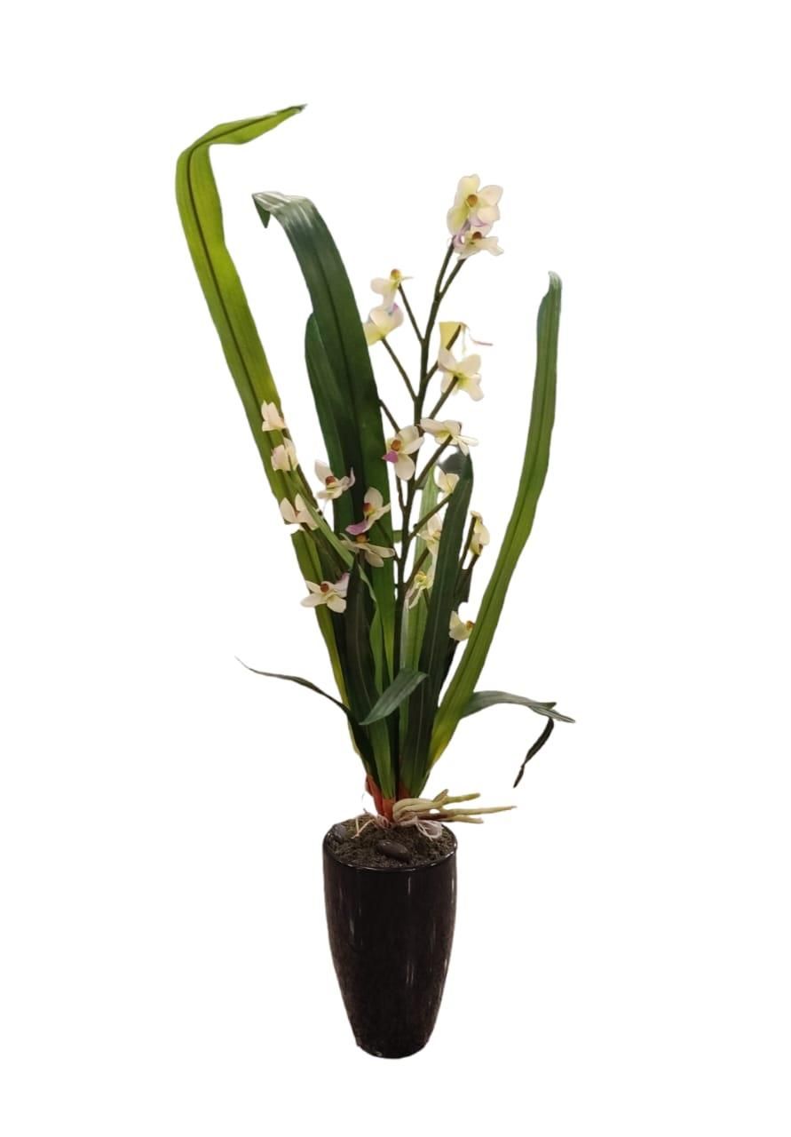 FLORCITA BLANCA VASO NEGRO