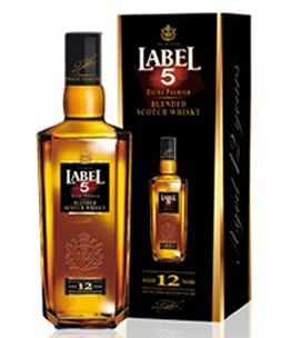 WHISKY LABEL 5 BLEND 12 AÑOS CON CAJA 750ML