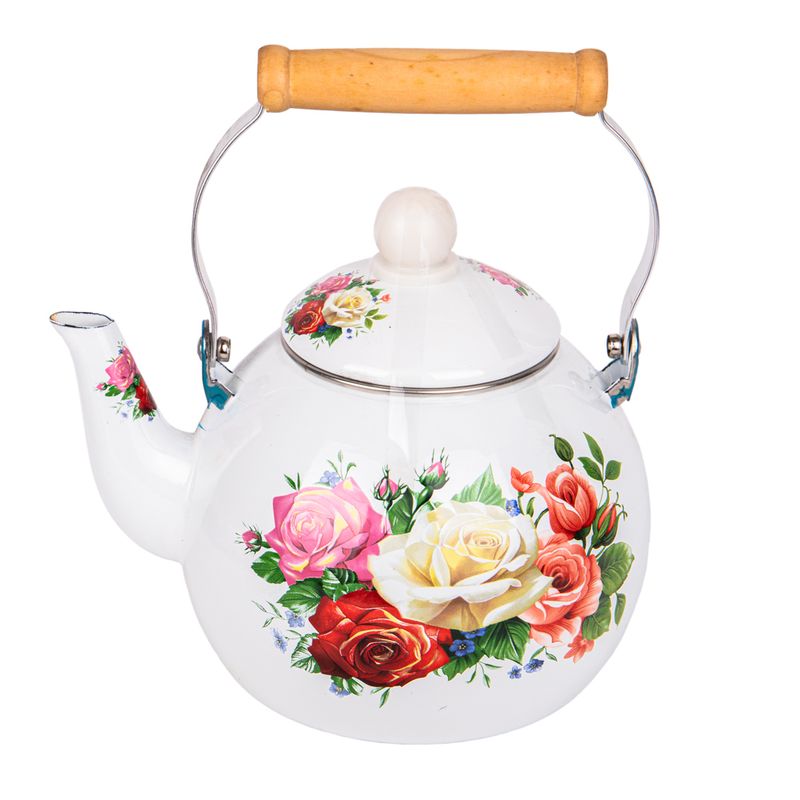 PAVA ESMALTAD VINTAGE ELEGANTE DE 3,0 LITROS COLOR BLANCO FLORAL.