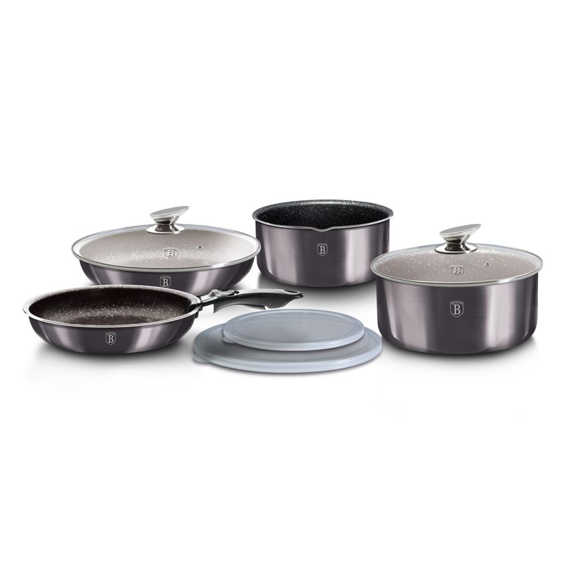 JUEGO DE OLLA ANTIADHERENTE 9PZS METALLIC BERLINGER HAUS