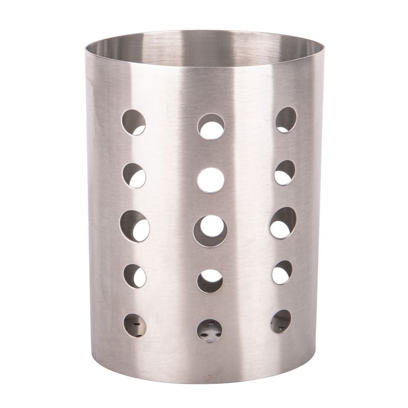 PORTA CUBIERTOS COLADOR OVAL DE ACERO INOX 13X8CM X17CM