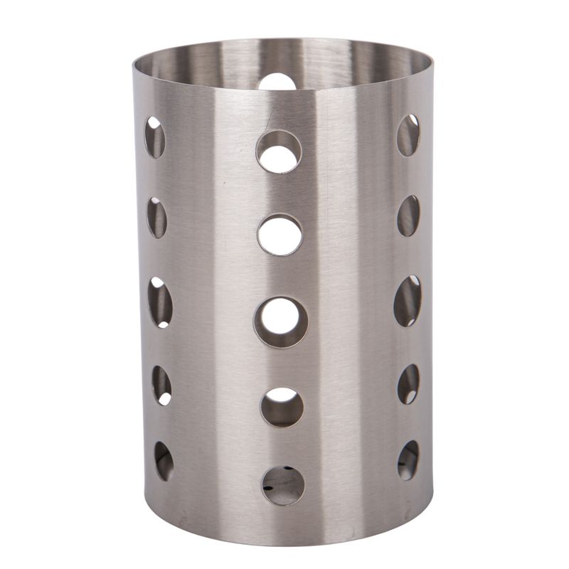 PORTA CUBIERTOS COLADOR REDONDO DE ACERO INOX 10X15CM