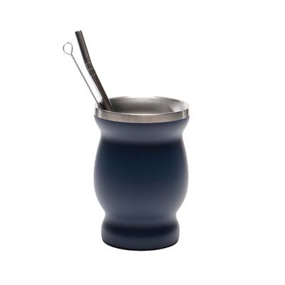 MATERO CON BOMBILLA INOXIDABLE AZUL