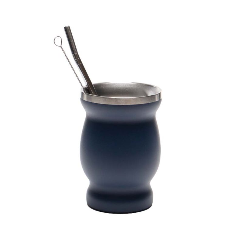 MATERO CON BOMBILLA INOXIDABLE AZUL