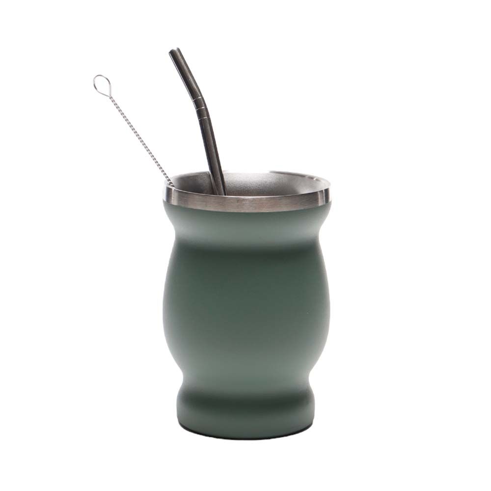 MATERO CON BOMBILLA INOXIDABLE VERDE
