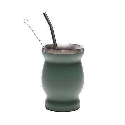 MATERO CON BOMBILLA INOXIDABLE VERDE