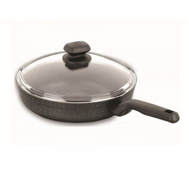 KORKMAZ SARTEN C/TAPA NEGRO ORNELLA ALU. 28X5.5 CM / 3.0L