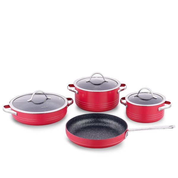 KORKMAZ JUEGO DE OLLA ROJO LINEA 7 PCS