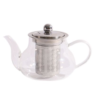 TETERA DE VIDRIO CON INFUSOR DE ACERO INOXIDABLE 400ML.