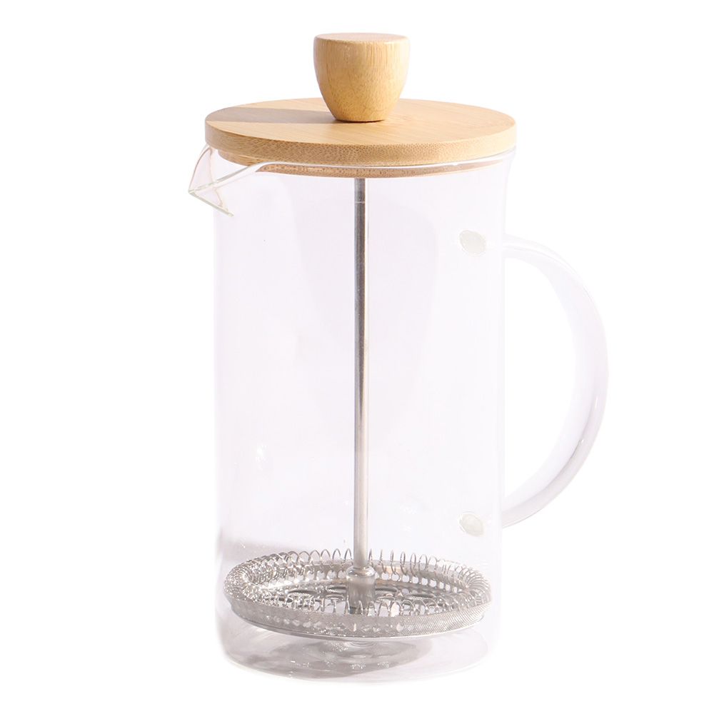 CAFETERA PRENSA FRANCESA VIDRO 600ML TAPA BAMBU.