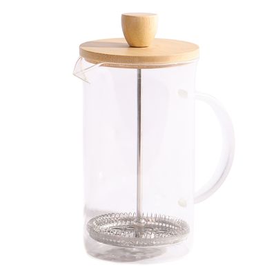 CAFETERA PRENSA FRANCESA VIDRO 600ML TAPA BAMBU.