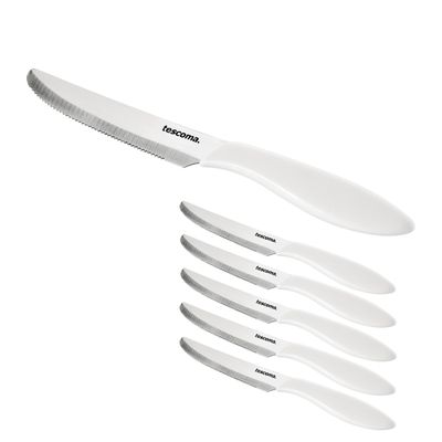 TESCOMA CUCHILLO DE MESA 12CM 6PZS BLANCO &quot;PRESTO&quot;